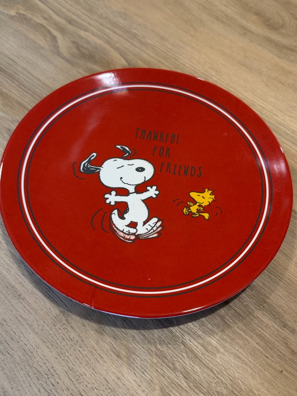 PEANUTS x Pottery Barn Kids Thankful for Friends Snoopy Plate NWT